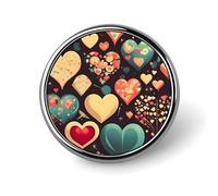 Heart Crush Flower Round Lapel Pin Women's Novelty Buttons & Pins Metal Badge Cute Brooch Retro Pinback Badge Fashion Bag Pins for Hat Backpacks Tie Suit Wedding Party Accessory, silver, Circular