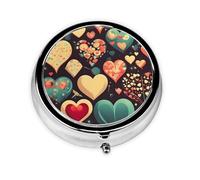 Heart Crush Flower Round Mini Pill Box: 3-Compartment Portable Metal Pill Organizer with Snap Closure, Ideal for Daily Travel Use