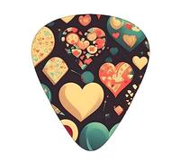 Heart Crush Flowerguitar Plectrum 12 Piece Set, 3 Thicknesses With Case For Bass Guitar, &Electric Guitar And More.
