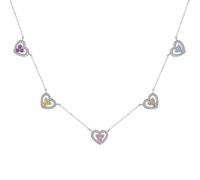 Heart Crystal Necklace with Emerald Stones 5 Heart Pendants Necklaces Jewelry for Women, M, Copper, no