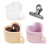 Heart Cup Resin Mold with Handle Love Shape Mug Silicone Mould Candle Holder Mold DIY Jewelry Storage Case Mold Epoxy Resin Crafts Casting Mould for Candle Soap Candy Home Decor