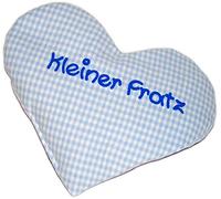 Heart Cushion with Saying Little Fratz Light Blue Checked Rapeseed Cushion for Warming / Warming Pillow for Birth or Christening