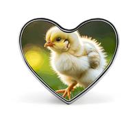 Heart Cute Chicken Walking Brooch Classic Mini Pin 1 Inch Aluminum Alloy Lapel Pin Personalized Button Badge for Backpack Hat Suit Jacket Clothing Decoration