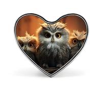 Heart Cute Owl Brooch Classic Mini Pin 1 Inch Aluminum Alloy Lapel Pin Personalized Button Badge for Backpack Hat Suit Jacket Clothing Decoration