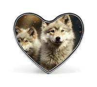 Heart Cute Wolf Brooch Classic Mini Pin 1 Inch Aluminum Alloy Lapel Pin Personalized Button Badge for Backpack Hat Suit Jacket Clothing Decoration
