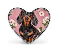 Heart Dachshund Florals Brooch Classic Mini Pin 1 Inch Aluminum Alloy Lapel Pin Personalized Button Badge for Backpack Hat Suit Jacket Clothing Decoration