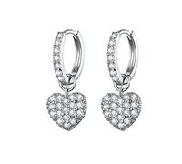 heart dangle earrings for women radiant dazzling paved wedding party jewelry