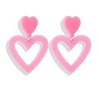 Heart Dangle Earrings for Women Summer Earrings for Women Hot Pink Heart Jewelry Brithday Gifts for Her Concert Outfits Cute Accessories Pink Stuff, L, Metal, No Gemstone