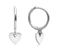 Heart Dangle Hoop Earrings, Minimalist S925 Sterling Silver Small Love Drop Huggies Earrings Charms Dangling Jewelry Gifts for Women Girls Christmas Birthday Valentines Day
