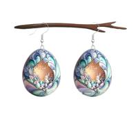 Heart Dangling Earrings Cute Easter Basket Eggs Bunny Earrings Dangle Anime Easter Jewelry For Women Decorations Charm Lighted Christmas Earrings for Women (Blue, One Size)