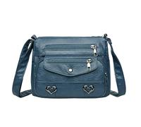 Heart Decor Crossbody Bag Solid Vintage PU Leather Shoulder Bag Versatile Women Pockets Purse With Buckle And Zipper