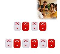 Heart Dice, 5 Pairs Red White Plastic Multiple Playing Method Portable Fashionable Gaming D6 Six Sided Props Set