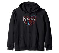 Heart Disease Awareness Heartbeat Survivor Warrior Support Zip Hoodie