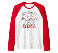 Heart Disease Awareness Tougher Than a Heart Attack Wear Red Raglan Baseball Tee