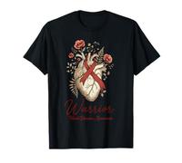 Heart Disease Awareness Warrior Anatomical Floral Ribbon T-Shirt