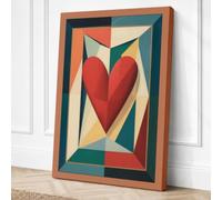 Heart Divided Art Deco Canvas Wall Art Print 24x16 Inch