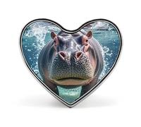 Heart Diving Hippo Brooch Classic Mini Pin 1 Inch Aluminum Alloy Lapel Pin Personalized Button Badge for Backpack Hat Suit Jacket Clothing Decoration