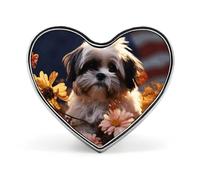 Heart Dog And Flowers Brooch Classic Mini Pin 1 Inch Aluminum Alloy Lapel Pin Personalized Button Badge for Backpack Hat Suit Jacket Clothing Decoration