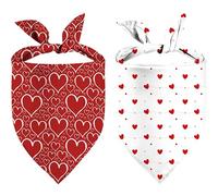 Heart Dog Bandanas, Red White Heart Dog Scarf, Mother's Day Dog Bandana for Medium Large Dogs Pets