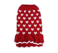 Heart Dog Sweater Dress Valentine's Day Puppy Clothes Knit Turtleneck Pet Outfits Warm Doggy Cat Winter Sweater Dresses for Small Dogs Girl (Small,) RmG423 (Red, XL)