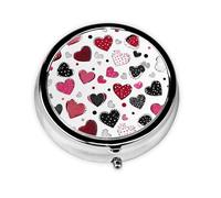 Heart Dot Small Pill Box 3 Compartment Portable Pill Box for Purse Pocket Valentine Mini Medicine Organiser for Daily Vitamin Fish Oil Storage