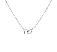 Heart Double Ring Necklace For Women Pendant Women's Necklaces Birthday Gift For Mom Women Wife Two Initial Necklace (Silver, One Size)
