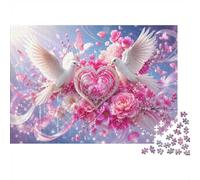Heart Dove Flower 1000 Piece Mini Jigsaw Puzzle For Adults Gift Idea