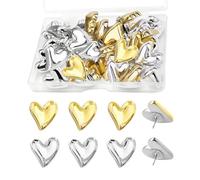 Heart Drawing Pins for Pinboard, 30 Pcs Heart Thumb Tacks Push Pin Cork Notice Board Pins Drawing Push Cute Pin for Notice Cork Board