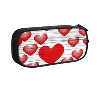 Heart Drawn in Lipstick Pencil Case, Zip Smooth Pencil Case, Portable Pencil Case Large School Stationery Storage Bag, Make-Up Bag