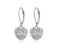 Heart Drop Earrings for Women 925 Sterling Silver Interlocking Heart Leverback Earrings Jewellery Gift for Birthday Anniversary Christmas