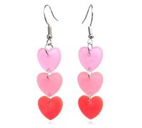 Heart Earrings Dangle Valentine's Day Earrings Pink Heart Earrings Cute Red Heart Earrings for Women, 0, Metal, No Gemstone