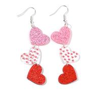 Heart Earrings Dangle Valentine's Day Earrings Pink Heart Earrings Cute Red Heart Earrings for Women, 0, Acrylic, No Gemstone
