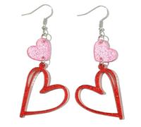 Heart Earrings Dangle Valentine's Day Earrings Pink Heart Earrings Cute Red Heart Earrings for Women, 0, Acrylic, No Gemstone
