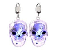 Heart Earrings For Women Halloween Earrings Women Glowing LED Skeleton Pumpkin Light Up Glow In The Dark Halloween Drop Dangle Silver Stud Hoop (Clear, One Size)