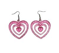 Heart Earrings for Women Pink Heart Earrings Heart Drop Earrings Three Layered Heart Earrings Heart Tassel Earrings Crystal Gold Hoop Earrings Valentines Day Gifts, One Size, Metal, No Gemstone