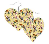 Heart Earrings for Women Trendy - Beautiful Bright Birds And Flowers Leather Fashion Dangle Earrings, Fun Nickel Free Earrings for Birthday Party Favor Decor Accessories