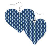 Heart Earrings for Women Trendy - Beautiful King Penguin Pattern Leather Fashion Dangle Earrings, Fun Nickel Free Earrings for Birthday Party Favor Decor Accessories
