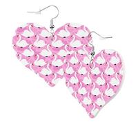 Heart Earrings for Women Trendy - Beautiful Swans Leather Fashion Dangle Earrings, Fun Nickel Free Earrings for Birthday Party Favor Decor Accessories