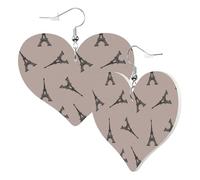 Heart Earrings for Women Trendy - Black Eiffel Tower Leather Fashion Dangle Earrings, Fun Nickel Free Earrings for Birthday Party Favor Decor Accessories