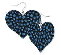 Heart Earrings for Women Trendy - Blue Octopus Leather Fashion Dangle Earrings, Fun Nickel Free Earrings for Birthday Party Favor Decor Accessories