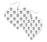 Heart Earrings for Women Trendy - Calculator Print Leather Fashion Dangle Earrings, Fun Nickel Free Earrings for Birthday Party Favor Decor Accessories