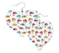Heart Earrings for Women Trendy - Cartoon Cute Chameleon Lizard_A Leather Fashion Dangle Earrings, Fun Nickel Free Earrings for Birthday Party Favor Decor Accessories