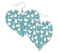 Heart Earrings for Women Trendy - Cartoon Funny Goose Leather Fashion Dangle Earrings, Fun Nickel Free Earrings for Birthday Party Favor Decor Accessories
