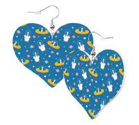 Heart Earrings for Women Trendy - Cartoon Goose(1) Leather Fashion Dangle Earrings, Fun Nickel Free Earrings for Birthday Party Favor Decor Accessories