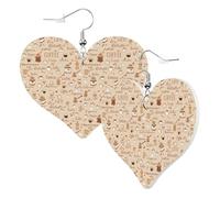 Heart Earrings for Women Trendy - Coffee Time Leather Fashion Dangle Earrings, Fun Nickel Free Earrings for Birthday Party Favor Decor Accessories