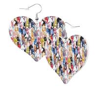 Heart Earrings for Women Trendy - Colourful Horses Leather Fashion Dangle Earrings, Fun Nickel Free Earrings for Birthday Party Favor Decor Accessories