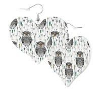 Heart Earrings for Women Trendy - Cool Tribe Owls Leather Fashion Dangle Earrings, Fun Nickel Free Earrings for Birthday Party Favor Decor Accessories