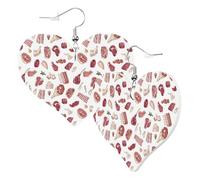 Heart Earrings for Women Trendy - Different Meat Leather Fashion Dangle Earrings, Fun Nickel Free Earrings for Birthday Party Favor Decor Accessories