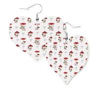 Heart Earrings for Women Trendy - Different Mushrooms Leather Fashion Dangle Earrings, Fun Nickel Free Earrings for Birthday Party Favor Decor Accessories