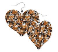 Heart Earrings for Women Trendy - Dogs Different Breeds(1) Leather Fashion Dangle Earrings, Fun Nickel Free Earrings for Birthday Party Favor Decor Accessories